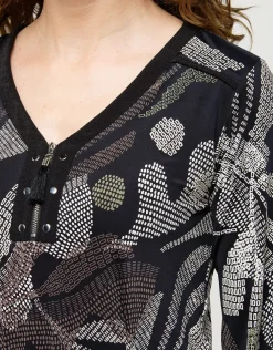 Christine Laure Robes|Robes & Jupes*Robe motif feuillage noir