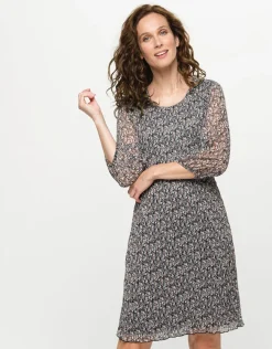 Christine Laure Robes|Robes & Jupes*Robe plissée beige noir