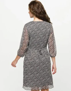 Christine Laure Robes|Robes & Jupes*Robe plissée beige noir