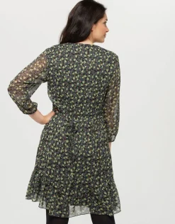 Christine Laure Robes & Jupes|Robes*Robe plissée kaki fleurs