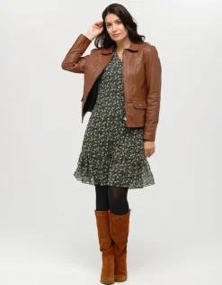 Christine Laure Robes & Jupes|Robes*Robe plissée kaki fleurs