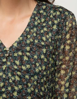 Christine Laure Robes & Jupes|Robes*Robe plissée kaki fleurs