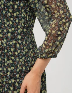 Christine Laure Robes & Jupes|Robes*Robe plissée kaki fleurs