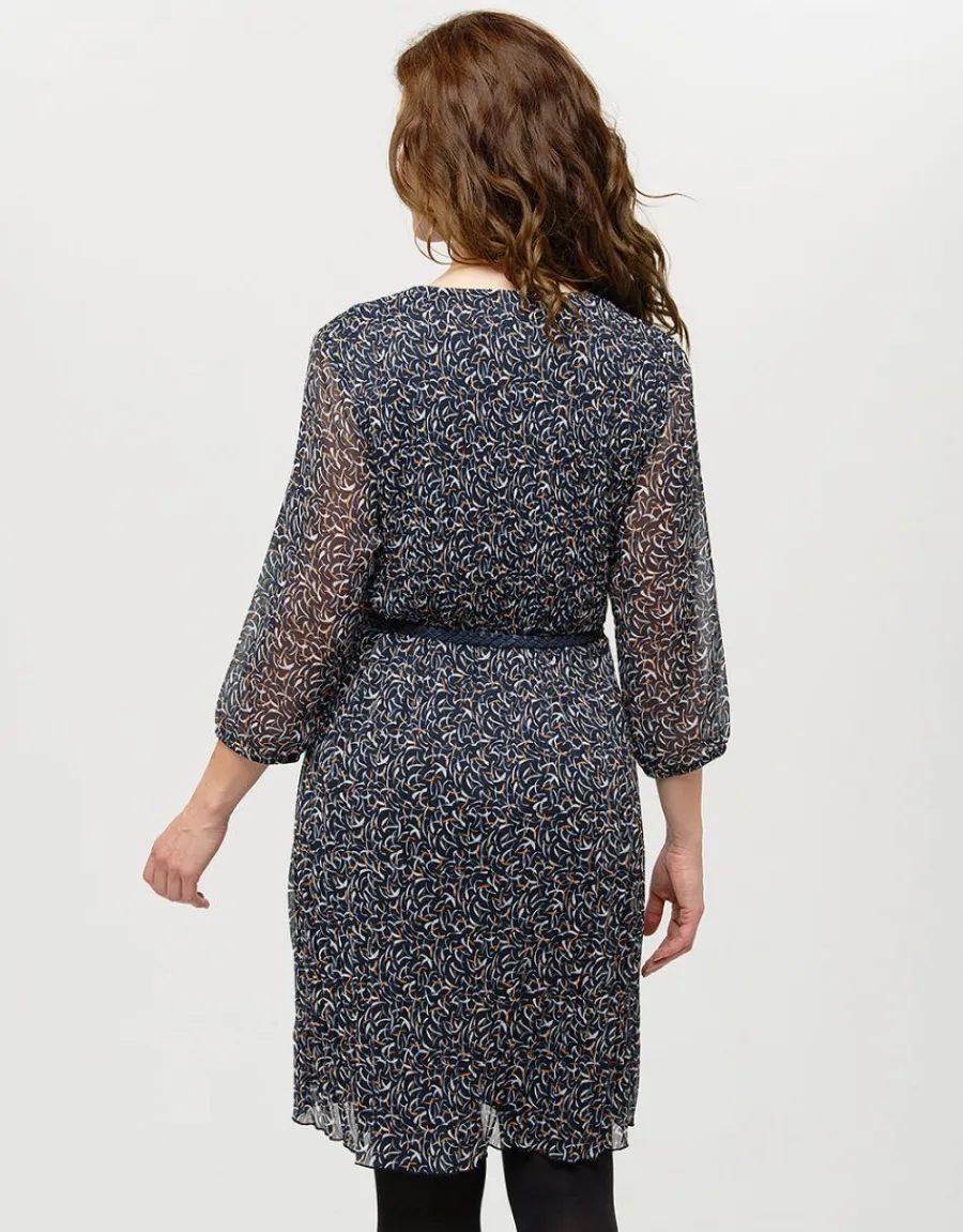 Christine Laure Robes|Robes & Jupes*Robe plissée marine voile