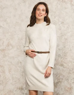 Christine Laure Robes|Robes & Jupes*Robe pull beige ceinturée