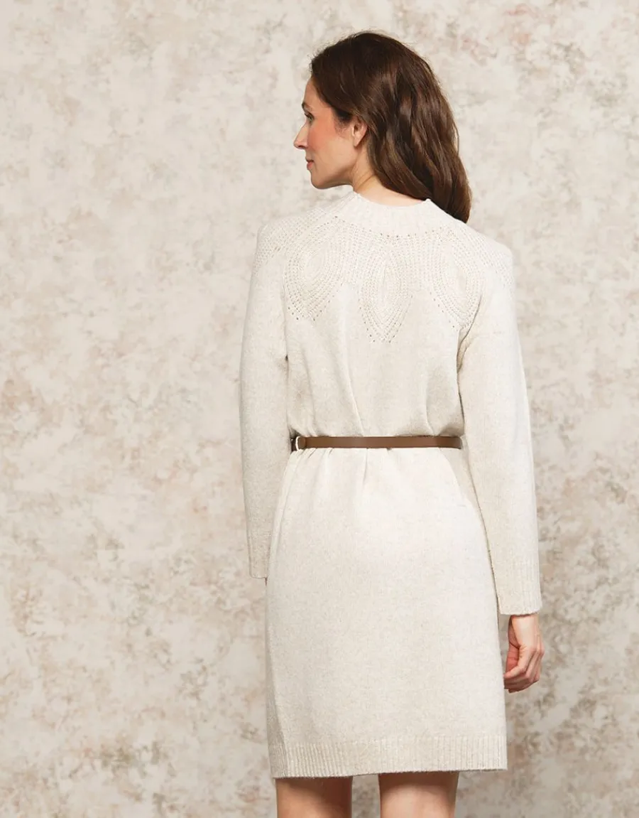 Christine Laure Robes|Robes & Jupes*Robe pull beige ceinturée