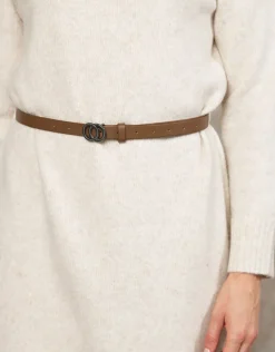 Christine Laure Robes|Robes & Jupes*Robe pull beige ceinturée