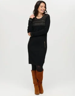 Christine Laure Robes|Robes & Jupes*Robe pull noir détails or