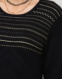 Christine Laure Robes|Robes & Jupes*Robe pull noir détails or