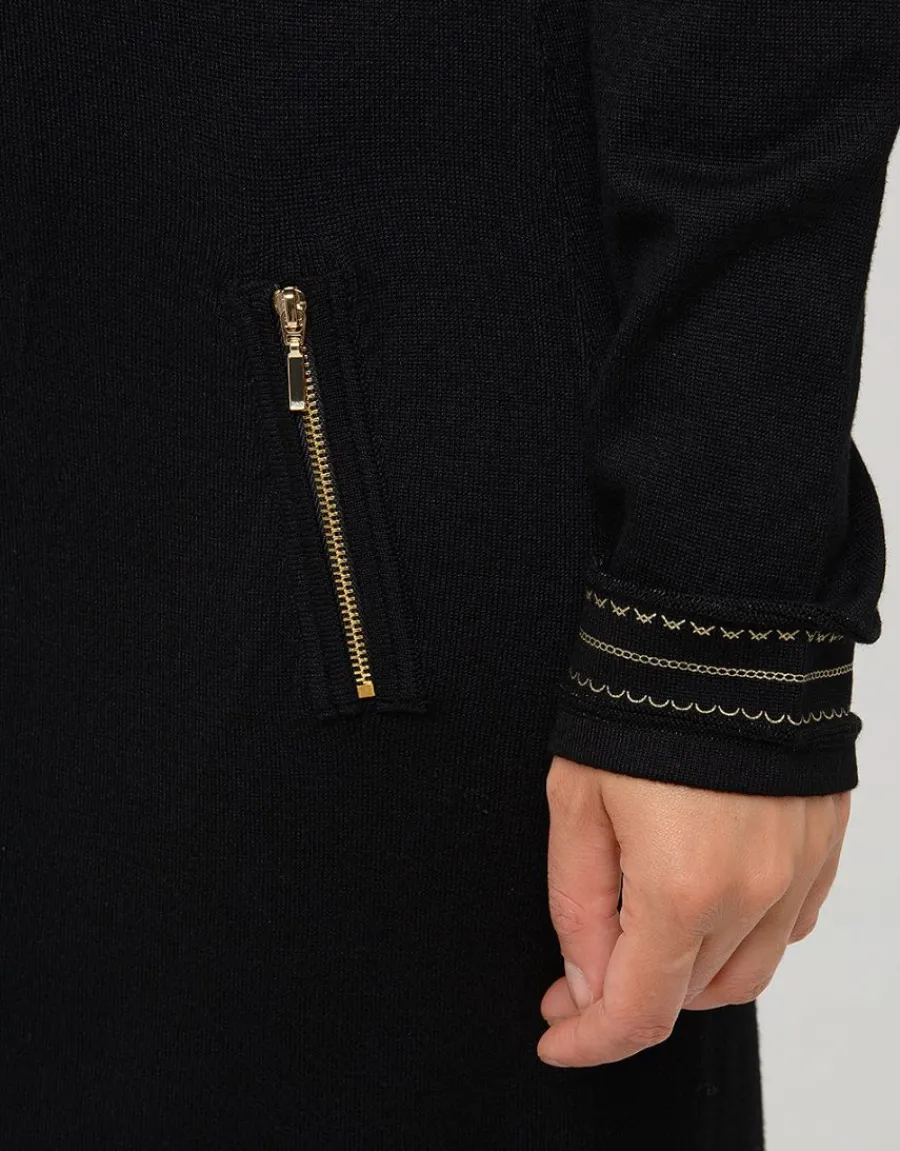 Christine Laure Robes|Robes & Jupes*Robe pull noir détails or