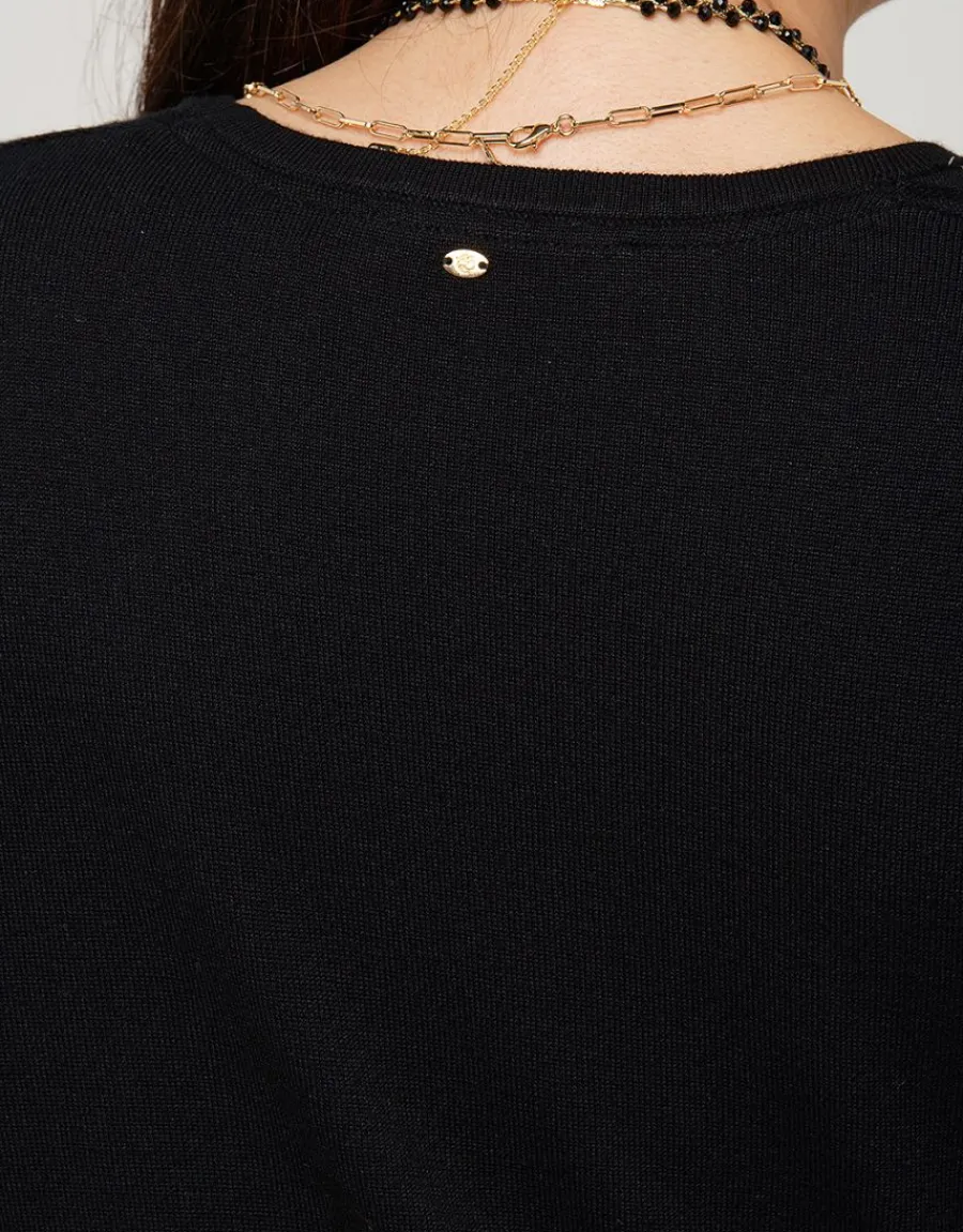 Christine Laure Robes|Robes & Jupes*Robe pull noir détails or