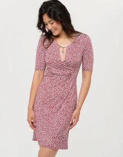 Christine Laure Robes|Robes & Jupes*Robe rouge drapée fleurie