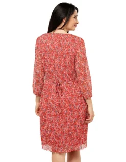 Christine Laure Robes|Robes & Jupes*Robe rouge fin plissé