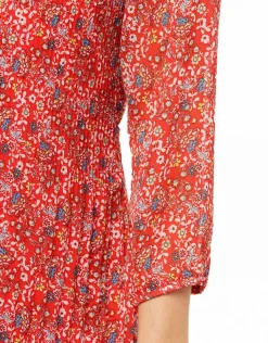 Christine Laure Robes|Robes & Jupes*Robe rouge fin plissé