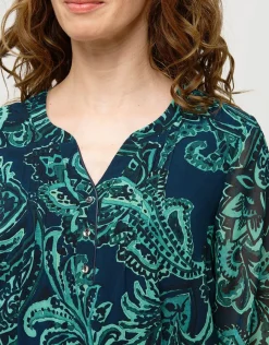 Christine Laure Robes|Robes & Jupes*Robe verte voile à motif
