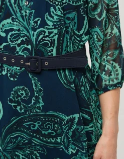 Christine Laure Robes|Robes & Jupes*Robe verte voile à motif