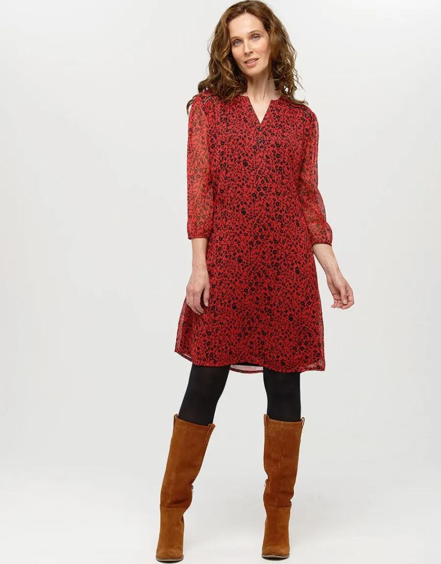 Christine Laure Robes|Robes & Jupes*Robe voile imprimé rouge