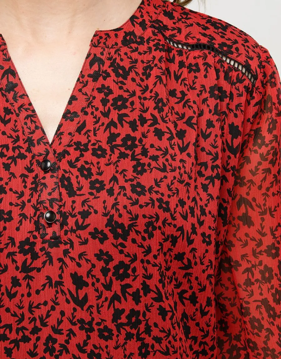 Christine Laure Robes|Robes & Jupes*Robe voile imprimé rouge