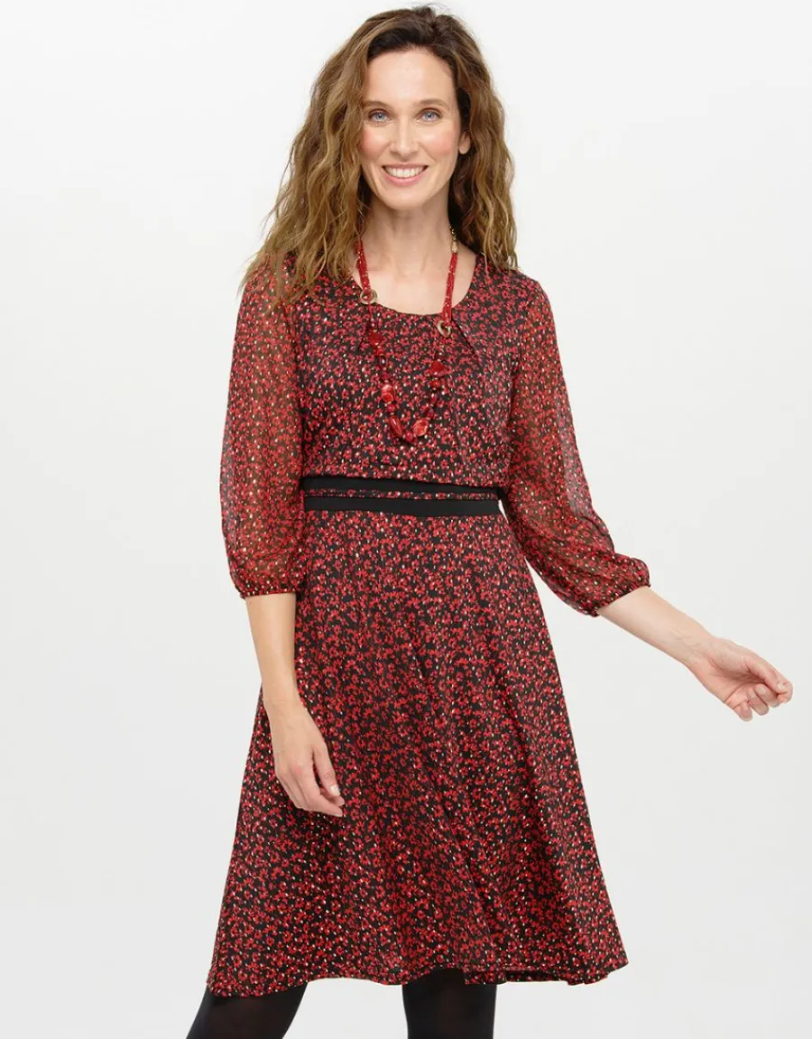 Christine Laure Robes|Robes & Jupes*Robe voile imprimé rouge