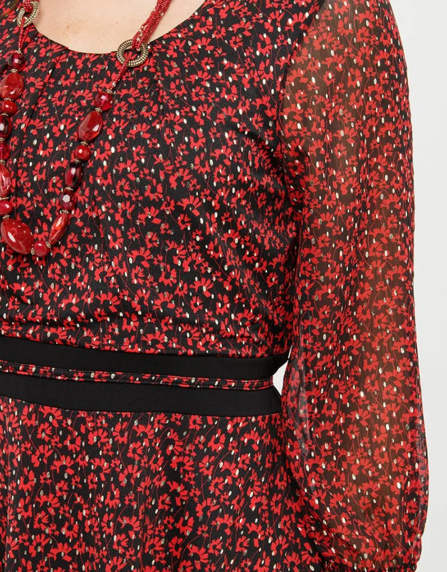 Christine Laure Robes|Robes & Jupes*Robe voile imprimé rouge