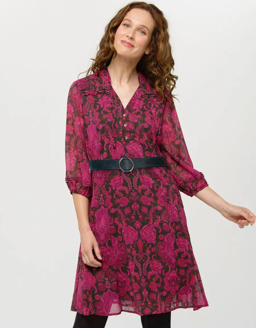 Christine Laure Robes|Robes & Jupes*Robe voile motif fuchsia