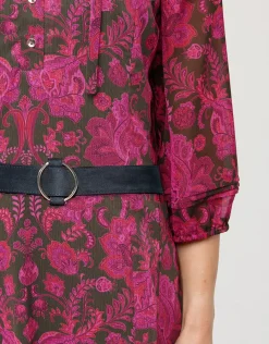 Christine Laure Robes|Robes & Jupes*Robe voile motif fuchsia