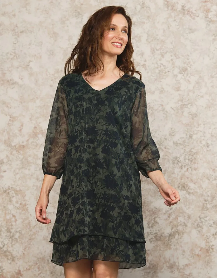 Christine Laure Robes|Robes & Jupes*Robe voile motif kaki