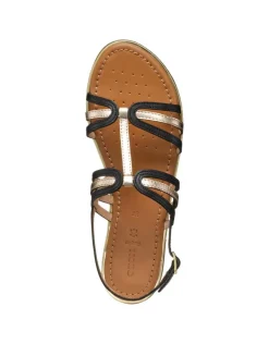 Christine Laure Sandales*Sandale plate noir cuir GEOX