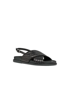 Christine Laure Sandales*Sandales plates cuir noir GEOX