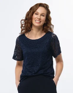 Christine Laure Chemisiers & Blouses|Hauts*Top dentelle chic marine