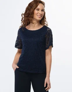 Christine Laure Chemisiers & Blouses|Hauts*Top dentelle chic marine