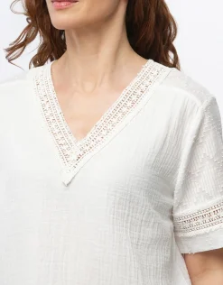 Christine Laure Chemisiers & Blouses|Hauts*Top gaze de coton blanc