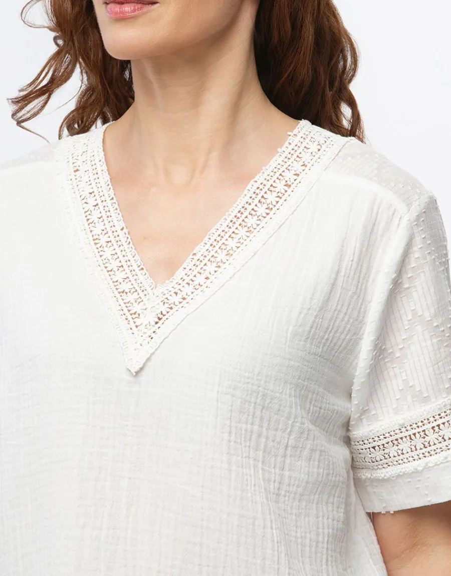 Christine Laure Chemisiers & Blouses|Hauts*Top gaze de coton blanc