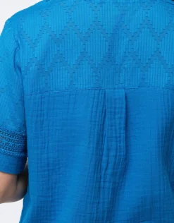 Christine Laure Chemisiers & Blouses|Hauts*Top gaze de coton bleu