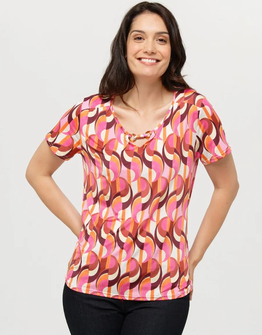 Christine Laure T-shirts|Hauts*Top imprimé 70 rouge