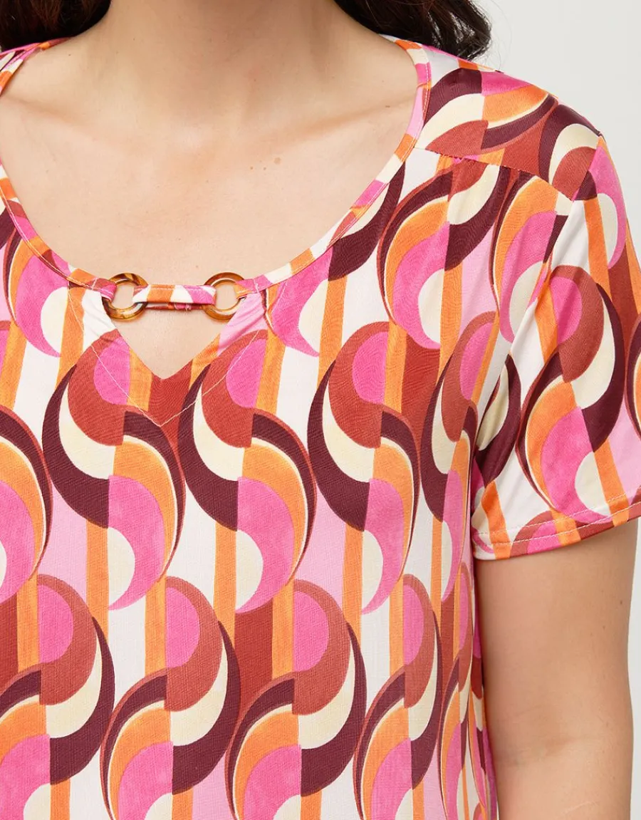 Christine Laure T-shirts|Hauts*Top imprimé 70 rouge