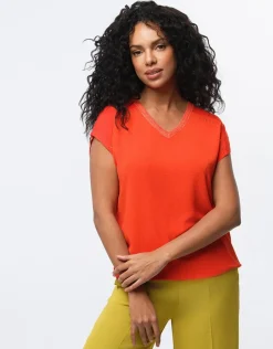 Christine Laure T-shirts|Hauts*T-shirt bi-matière orange