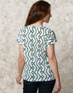 Christine Laure T-shirts|Hauts*T-shirt blanc motif vert