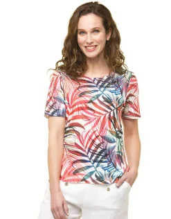 Christine Laure T-shirts|Hauts*T-shirt blanc palmiers