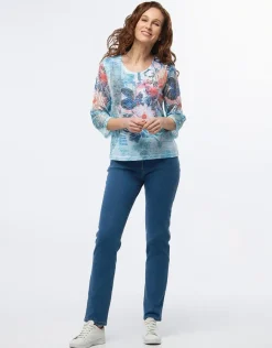 Christine Laure T-shirts|Hauts*T-shirt bleu imprimé