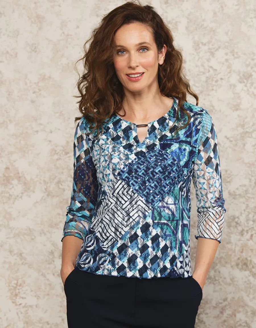 Christine Laure T-shirts|Hauts*T-shirt bleu imprimé