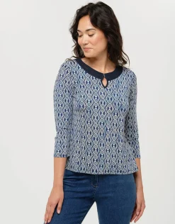 Christine Laure T-shirts|Hauts*T-shirt bleu motifs