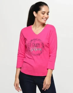 Christine Laure T-shirts|Hauts*T-shirt coton modal rose