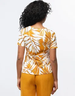 Christine Laure T-shirts|Hauts*T-shirt coton ocre motif