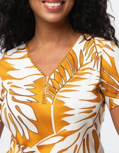 Christine Laure T-shirts|Hauts*T-shirt coton ocre motif