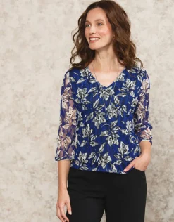 Christine Laure T-shirts|Hauts*T-shirt dentelle bleu