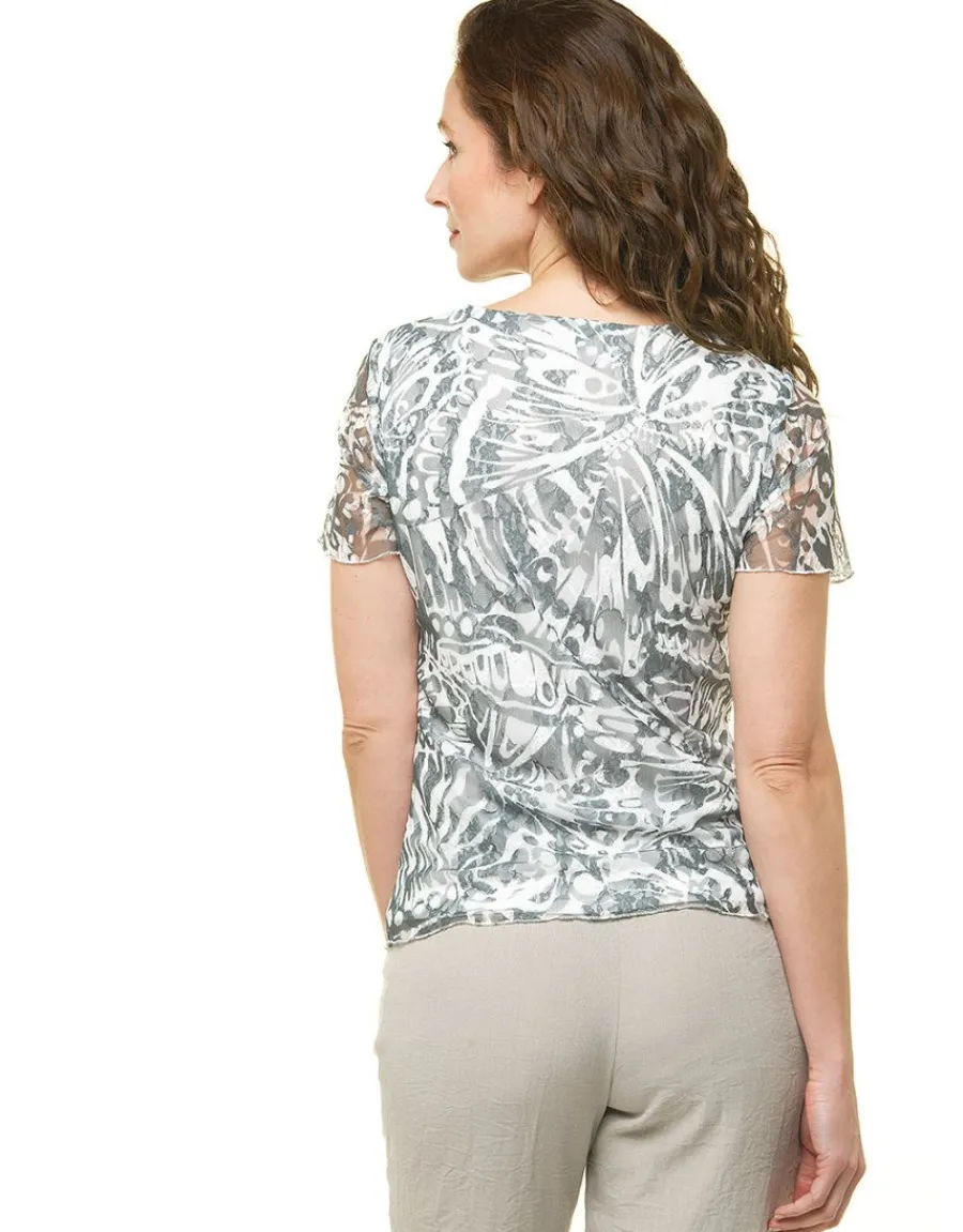 Christine Laure T-shirts|Hauts*T-shirt dentelle kaki