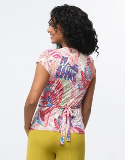 Christine Laure T-shirts|Hauts*T-shirt drapé motif rose