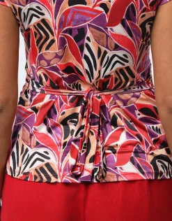 Christine Laure T-shirts|Hauts*T-shirt drapé motif rouge