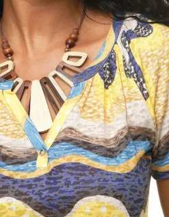 Christine Laure T-shirts|Hauts*T-shirt dévoré jaune bleu